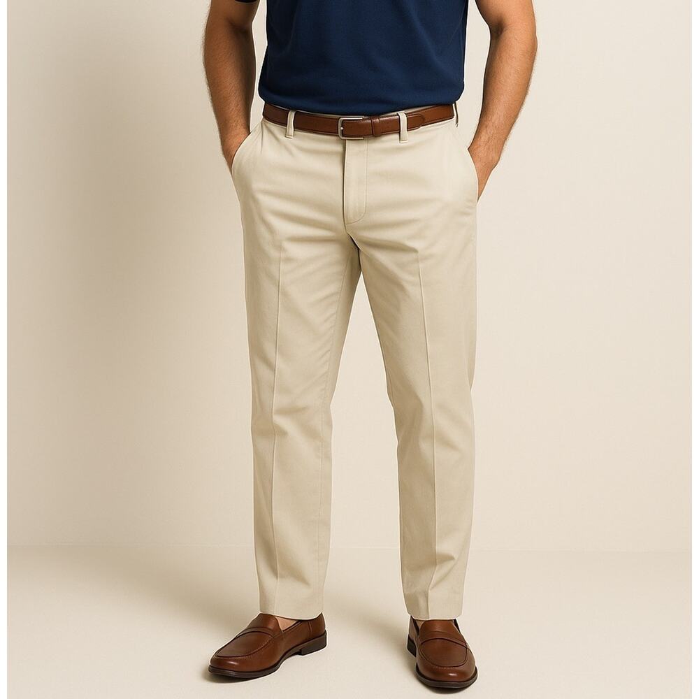 Tommy Bahama Men’s Silk Blend Pants 35x32 Khaki Flat Front Dress Trousers
